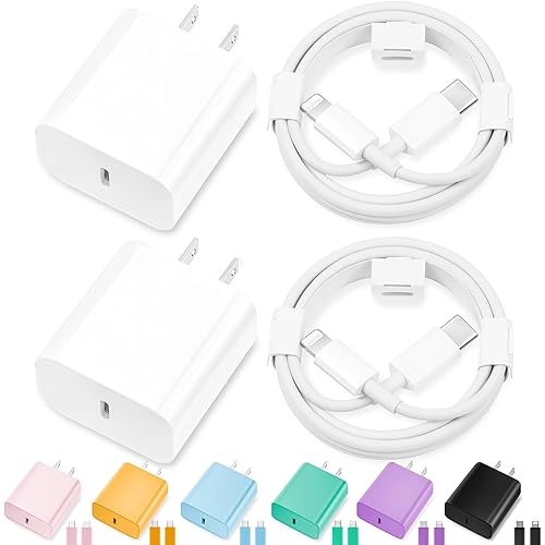 iPhone Charger Fast Charging,[MFi Certified] 2Pack 20W Type C Fast Charger Block with 6FT USB C to Lightning Cable Compatible for iPhone 14/13/12/11 Pro Max/Xs Max/XR/X,iPad（White）