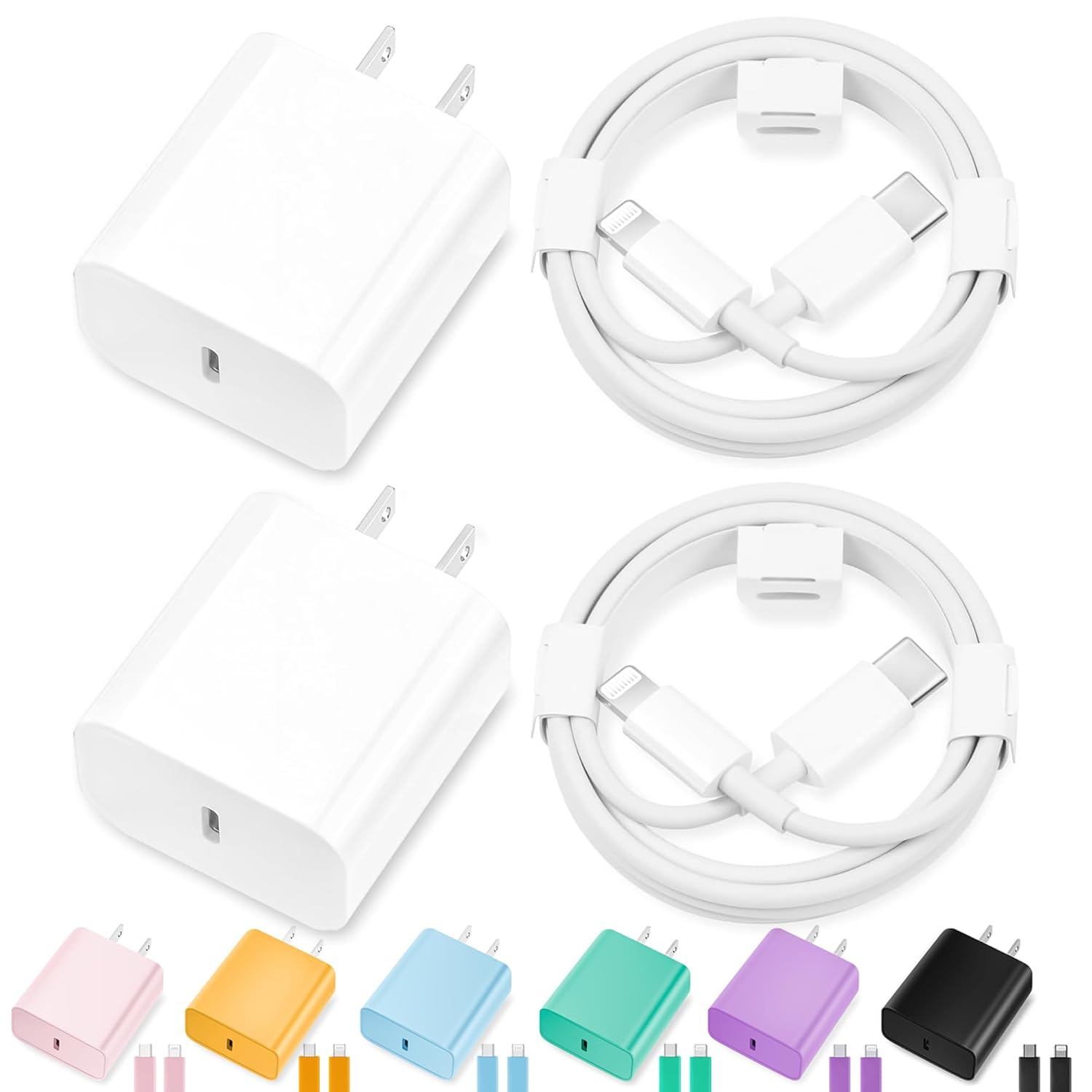iPhone Charger Fast Charging MFi Certified 2Pack 20W Type C Fast Charger Block with 10FT 6FT USB C