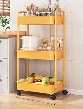 Amazon.co.jp: YQkasj キッチンワゴン 3段 調味料ラック バスケット