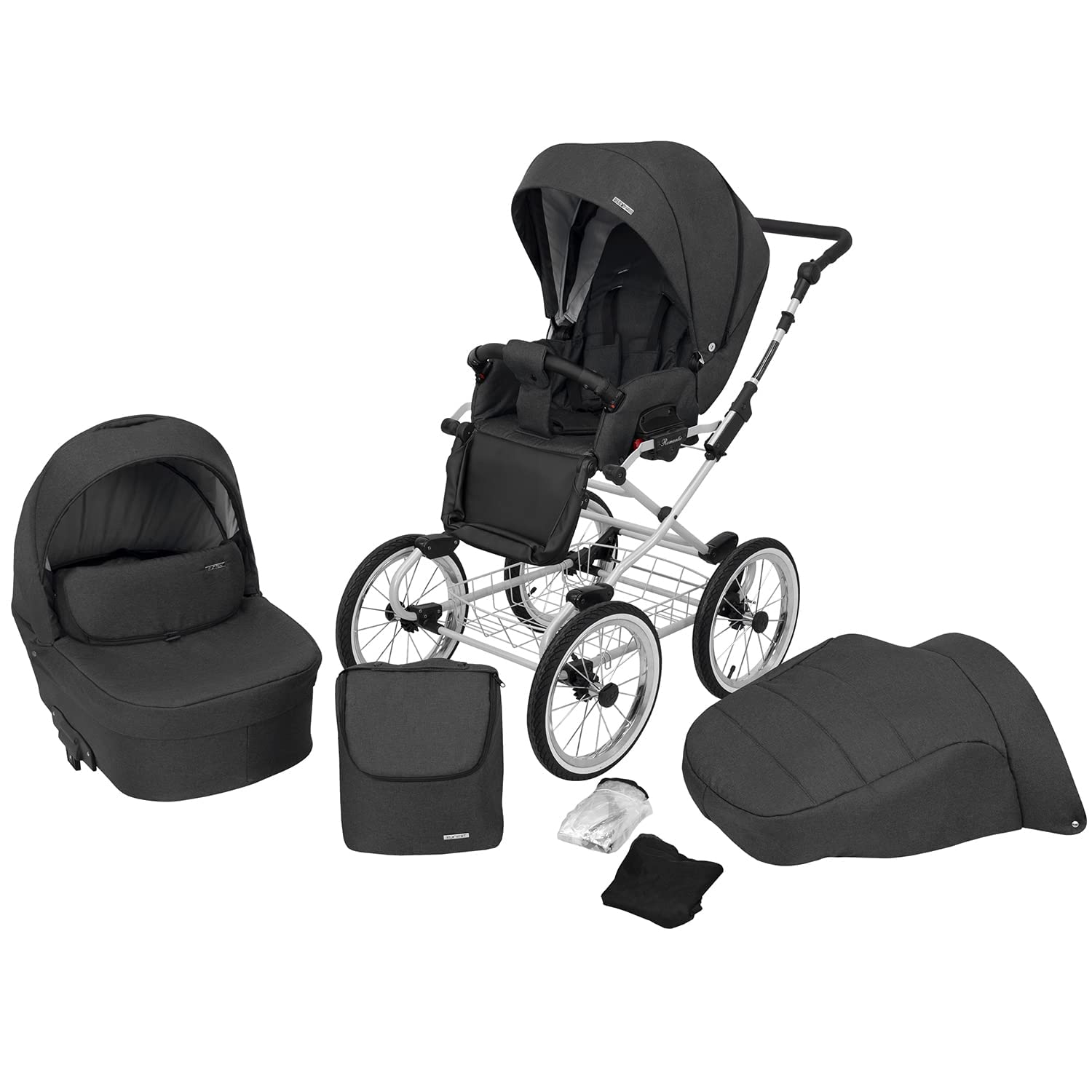 Poussette landau bébé 2 en 1 nacelle bébé Kunert ROMANTIC retro 2en1 pousette 2 in 1 accessoires