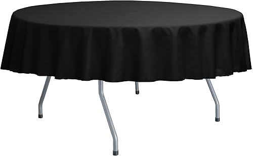ULTIMATE TEXTILE Mantel redondo de sarga de polialgodón de 84 pulgadas, color negro