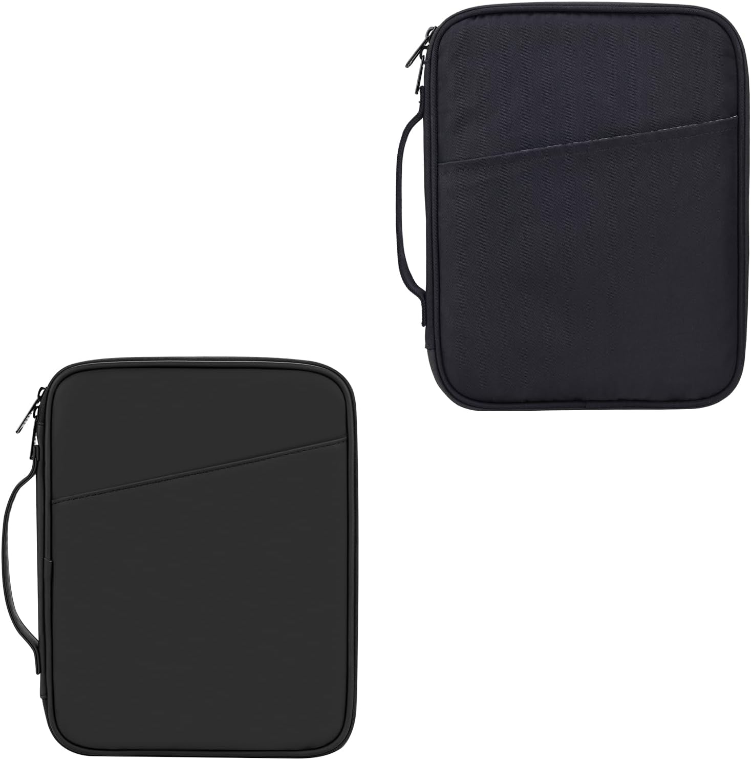 9-11 Inch Tablet Carrying Sleeve, Black(PU)+Black(Fabric), 2Pcs