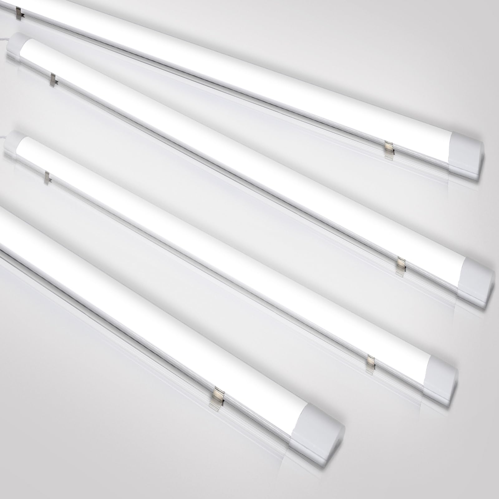 Herrselsam LED Feuchtraumleuchte 120cm, 36W LED Röhre 3060LM Feuchtraumlampe 4000k Neutralweiß, IP65 Wasserfest Feuchtraum Wannenleuchte, LED Werkstatt Deckenleuchte Lampe für Garage Büro, 4er