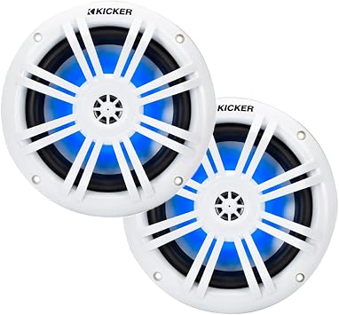KICKER 49KM604WL KM 6.5" 4 Blue LED Marine Coaxial Speakers - Pair