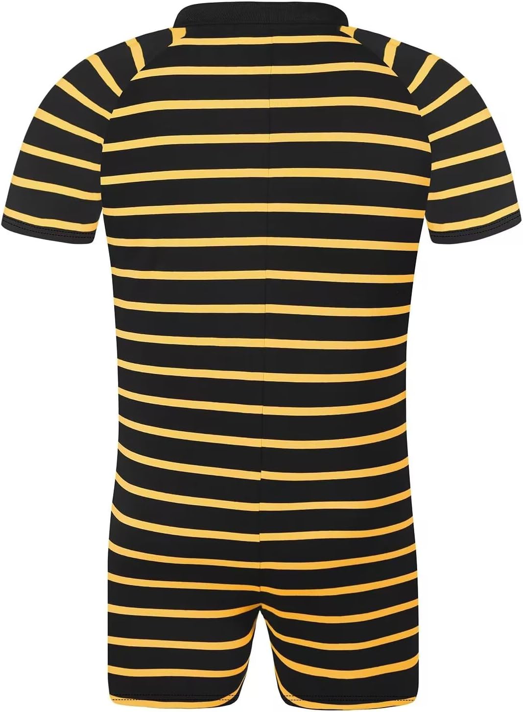 Landofgenie Mens Short Sleeve Romper Onesie One Piece Stripe Pajamas with Polo Collar - Image 6