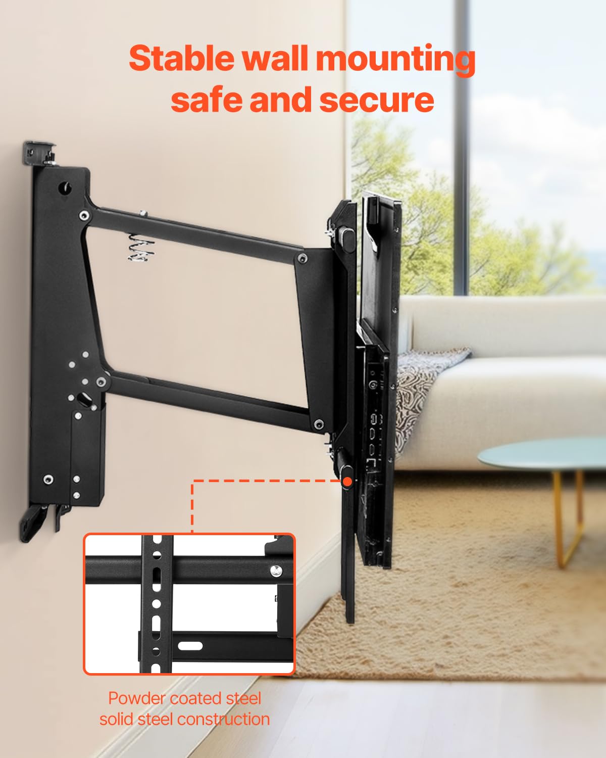 VEVOR TV-muurbeugel met motorisering, frame voor tv's van 813 tot 1397 mm, frame voor televisie, opvouwbaar, verstelbaar met VESA max. 60 x 40 cm, max. belasting 54 kg