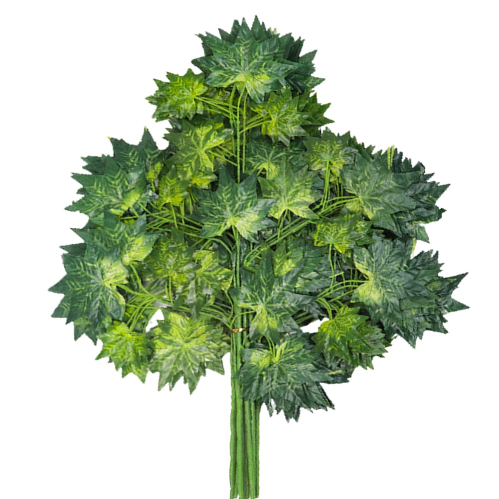 HAOSHICS 12Pcs Artificial Plants,Artificial Maple Leaves,Fake Silk Plants, Artificial Leaves with Stems for Vase DIY Craft Home Garden Hotel Shop Decor (Green Maple)