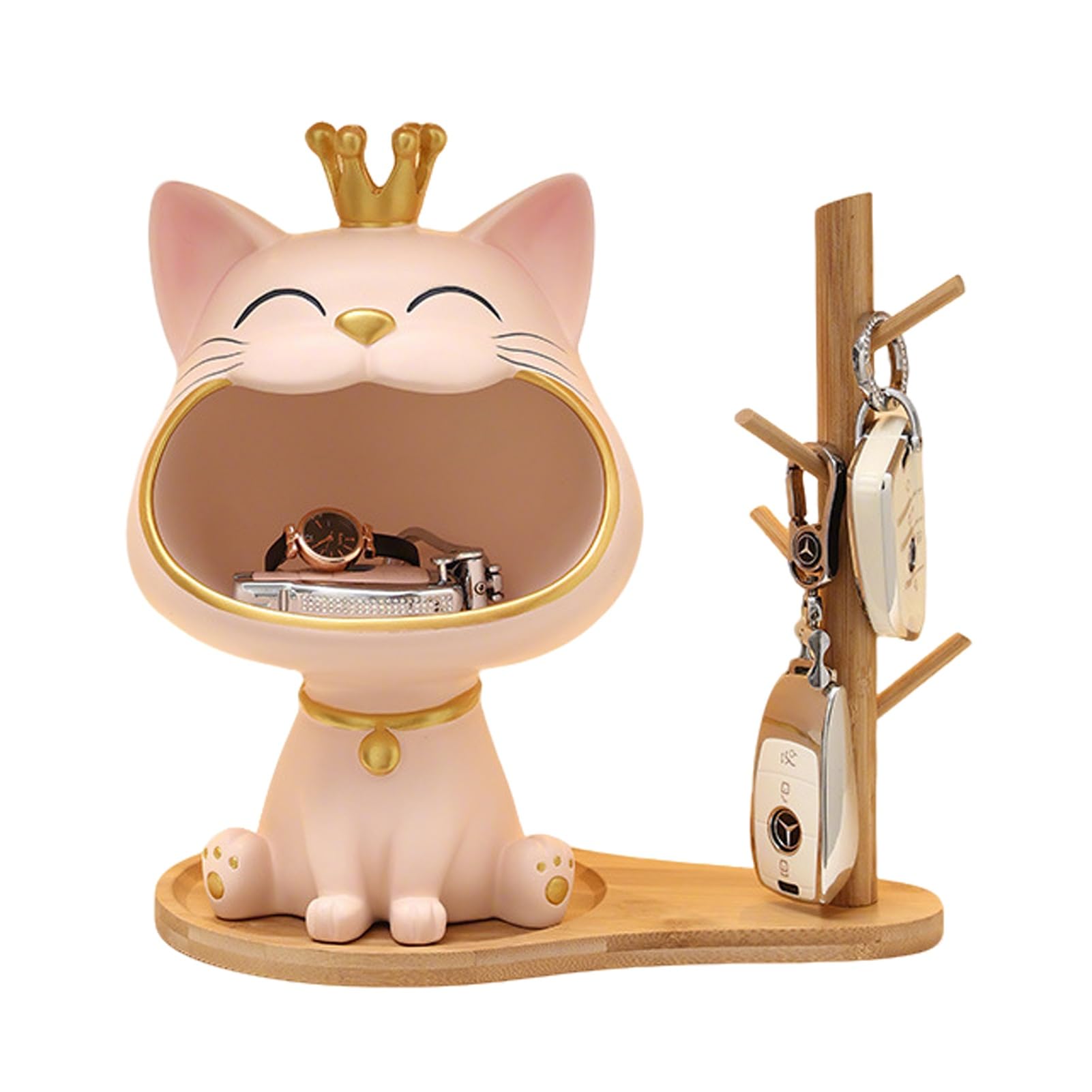 Décoration en résine chat avec rangement et porte-clés design moderne maison