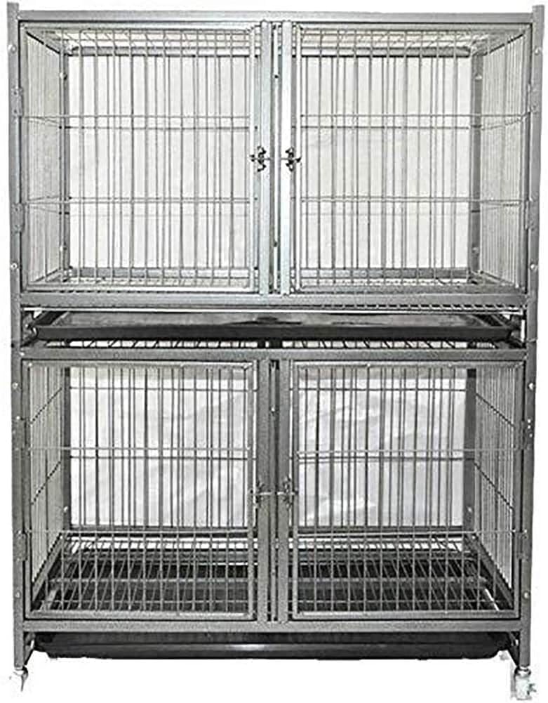 Large Dog Crate, 2-Tier Pet Fence with Toilet, Metal Pet Exercise Fence, Suitable for Small and Medium Dogs
