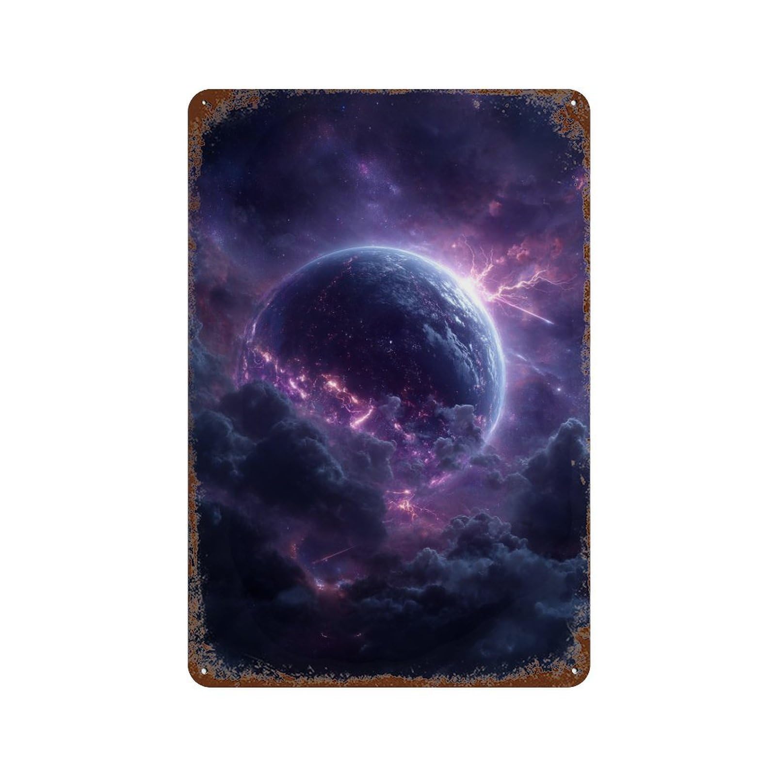 Galactic Storms Cosmic Energy Unleashed Rust Effect Tin Sign 11.8"x7.9", Rustic Home Decor for Garage, Pub Or Kitchen