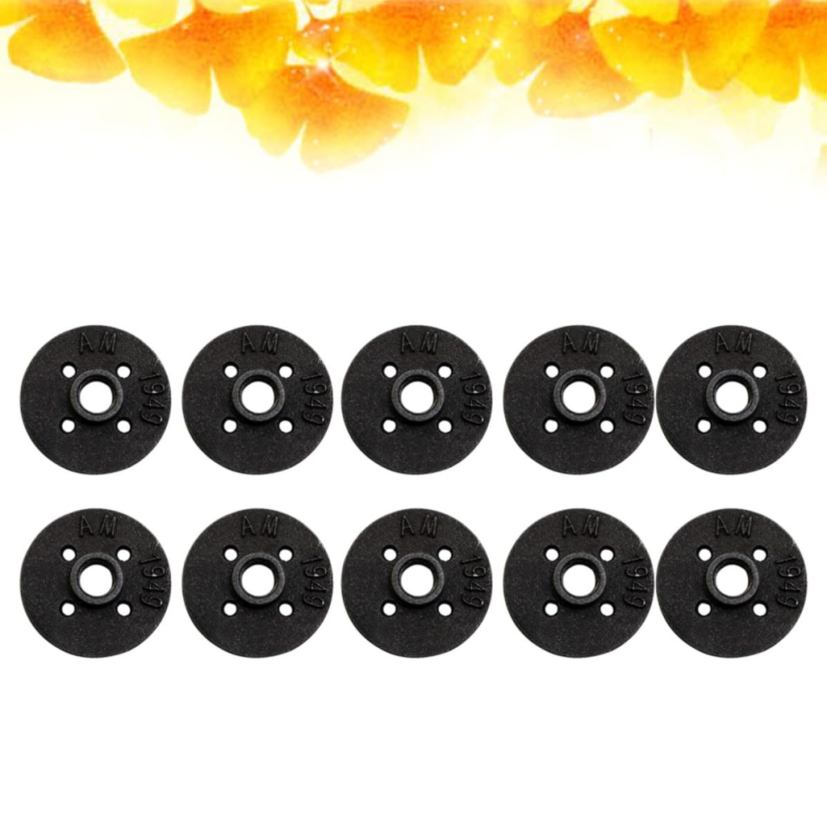 Bride de Plancher Filetée 1/2 Pouce, Lot de 10, Fer Noir