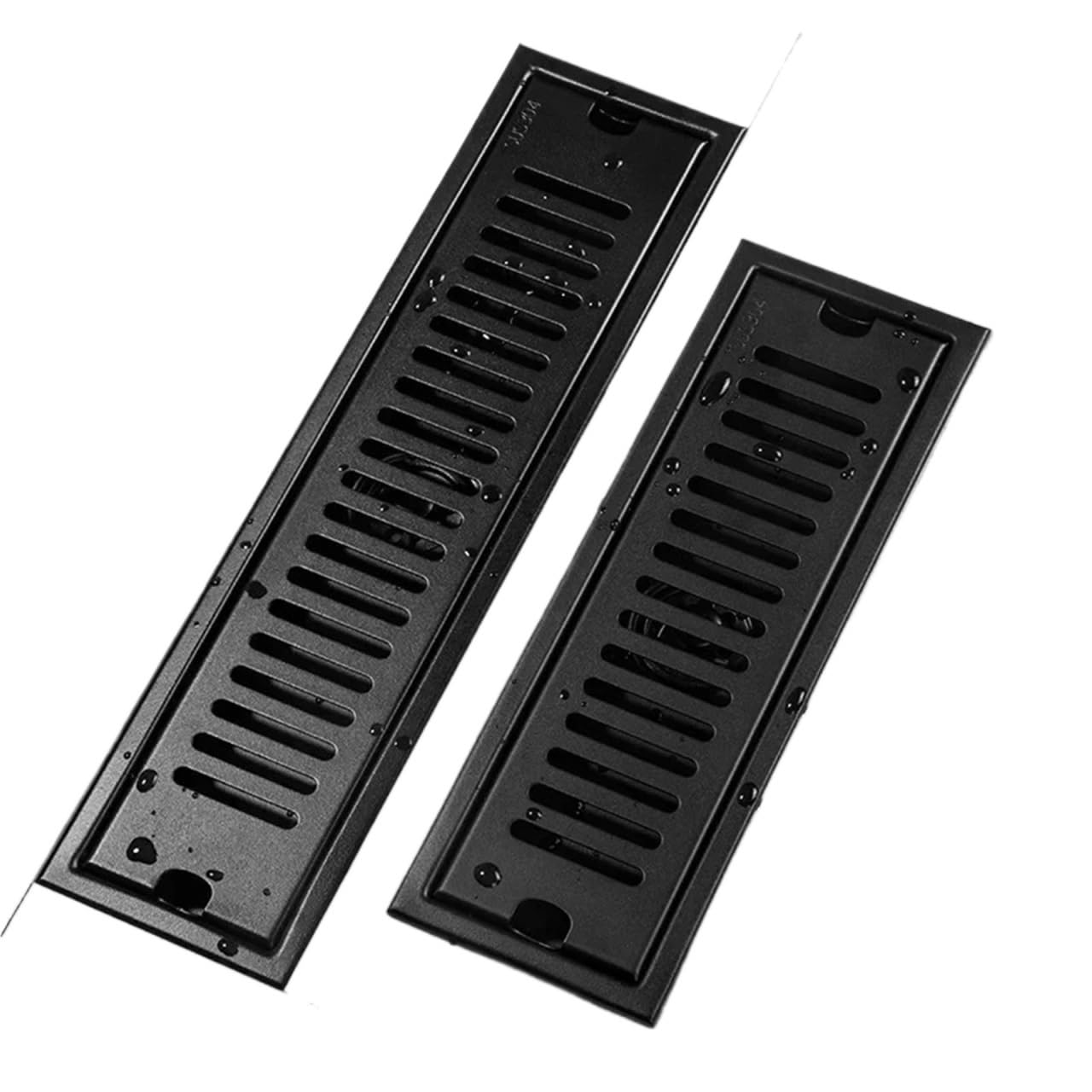 Cubierta de Acero Inoxidable Rectangular, Cubierta de Drenaje de Piso de Tira Larga de Acero Inoxidable 304, Ducha de baño, Negro, Varios tamaños(10cmx50cm Side)