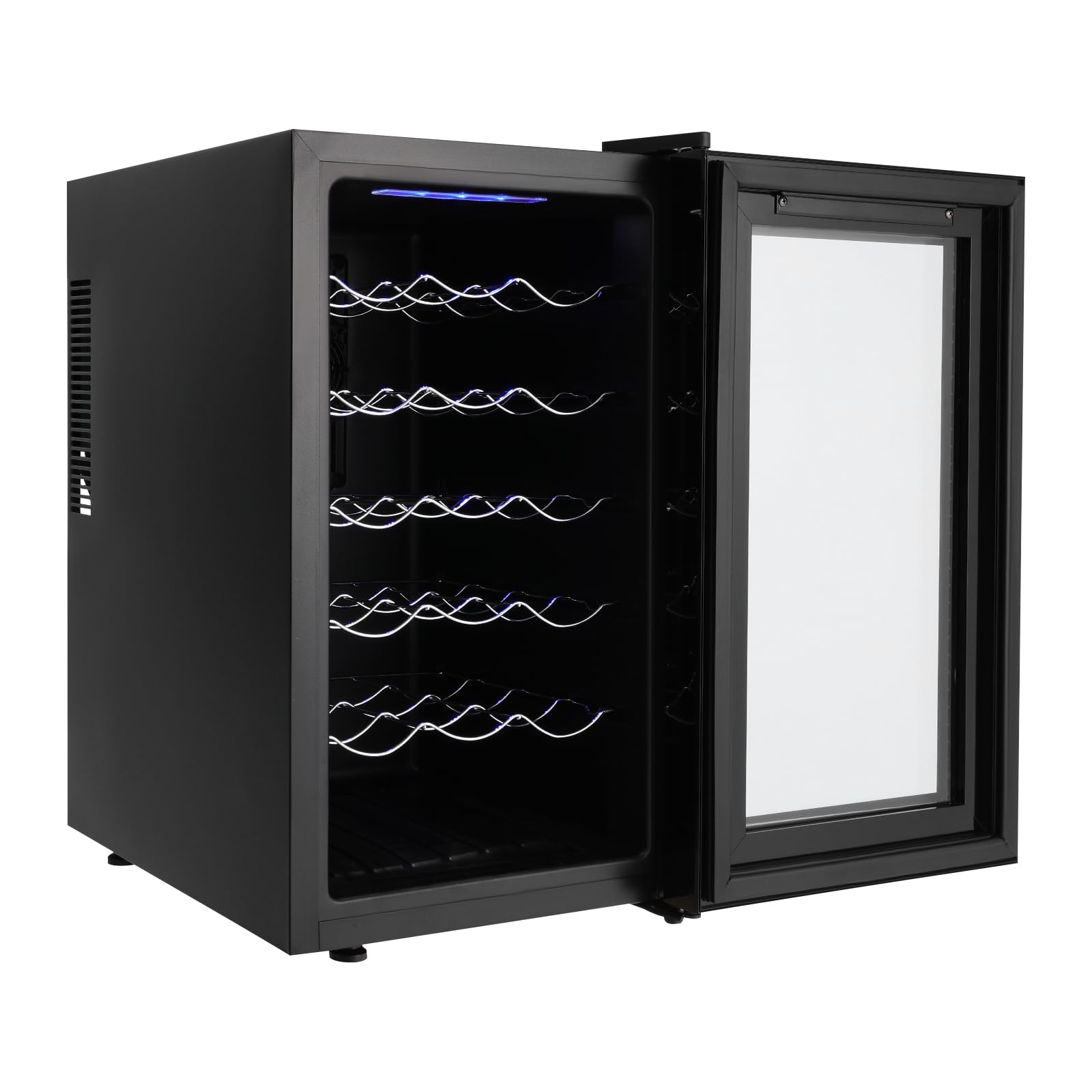 Weinkühlschrank mit Glastür 18 Flaschen 46 Liter 12–18°C LED-Beleuchtung leise