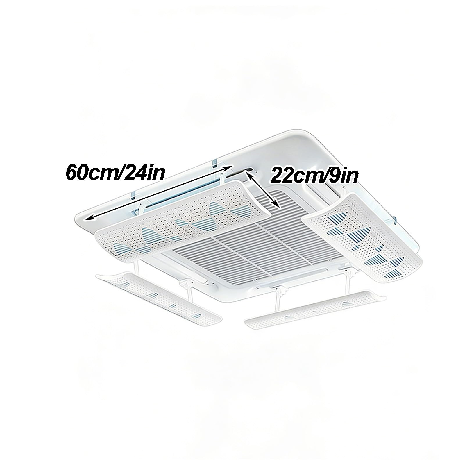 Set di 4 Deflettore Condizionatore Universale per Bocchette, Deflettore Aria Condizionataa Cassetta da Soffitto, Angolo Regolabile, Bloccano il Flusso d'Aria Diretto
