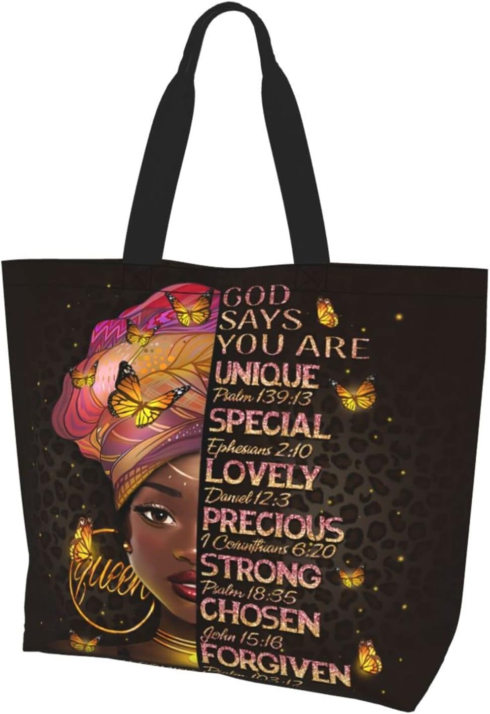 African American Queen Handbag Black - Fashion Shoulder Tote Bag