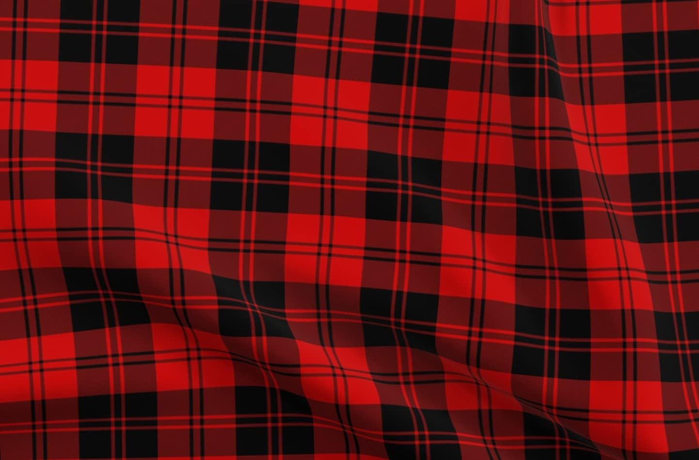 Spoonflower Fabric - Black Red Tartan Plaid Kilt Scottish Printed on Petal Signature Cotton Fabric Fat Quarter - Sewing Quilting Apparel Crafts Decor