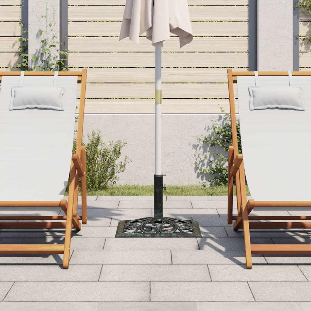 Stojak na parasol przeciwsłoneczny, zielony, żeliwo, 12 kg, 49 cm, z adapterem do drążków parasoli 35, 38, 48 mm, na balkon, taras, do ogrodu, stabilna podstawa