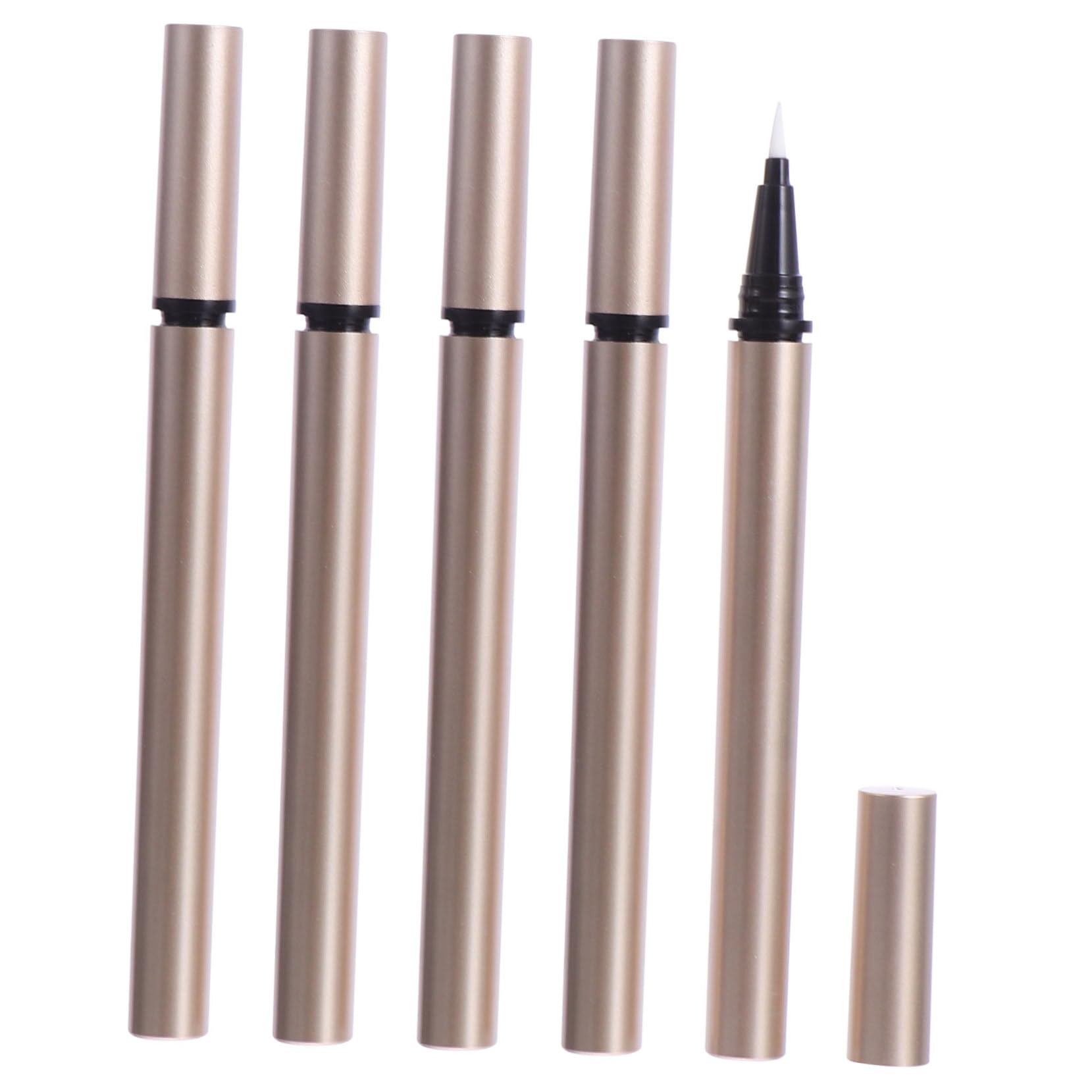 Set da 5 Tubetti Vuoti per Eyeliner 1ml in Plastica Color Oro Ricaricabili e Leggeri per Rivenditori di Cosmetici