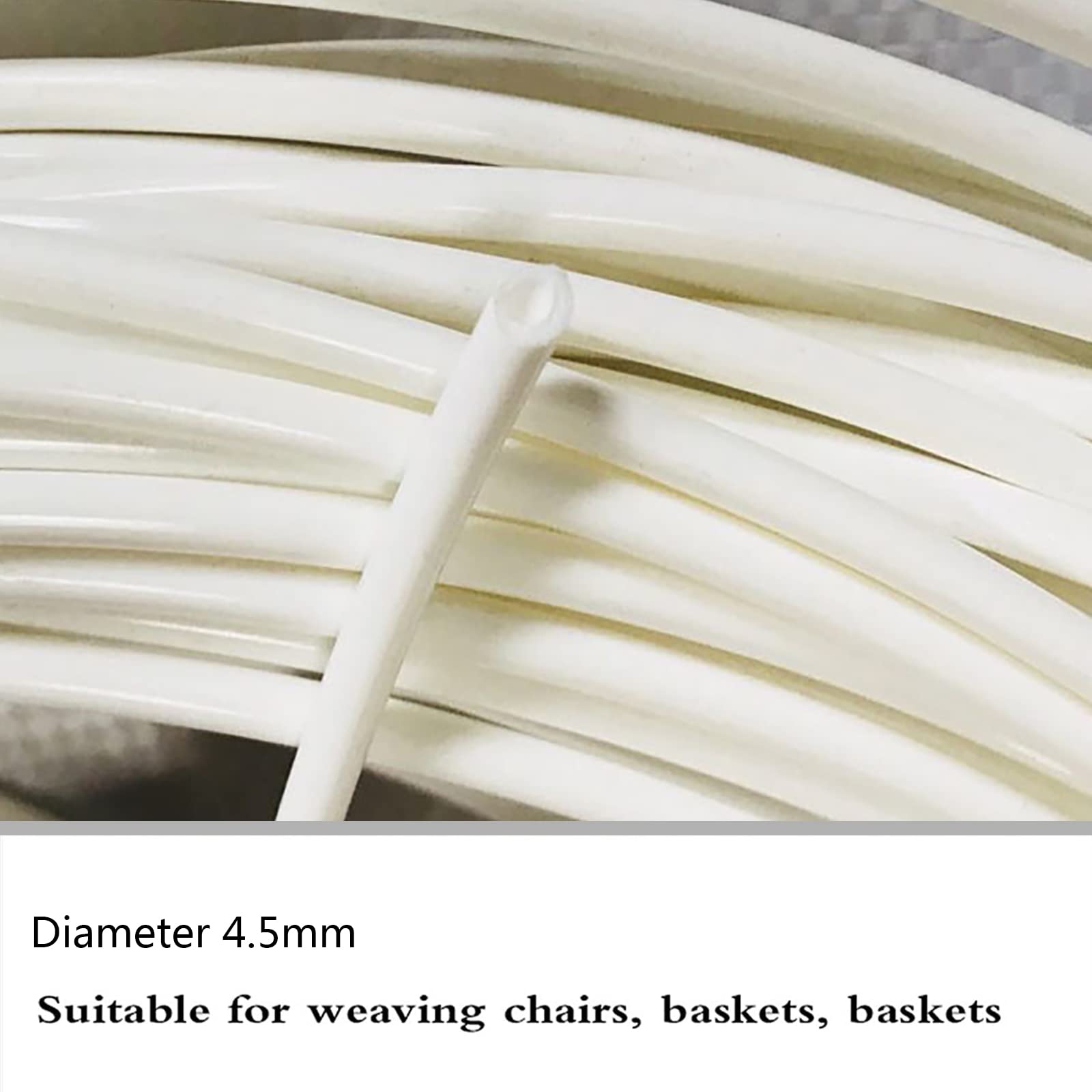 Materiale per Tessitura in Rattan Sintetico, Materiale per Riparazione in Rattan, 500Ghollow Plastica Rotonda in Rattan Riparazione Cestino Sospeso Sedia Sospesa in Rattan/White/4.5Mm