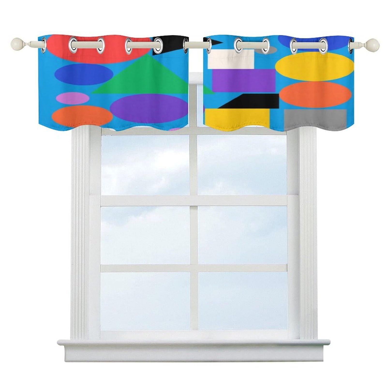 Fekiloot Style Geometry Short Curtains Valance Curtain