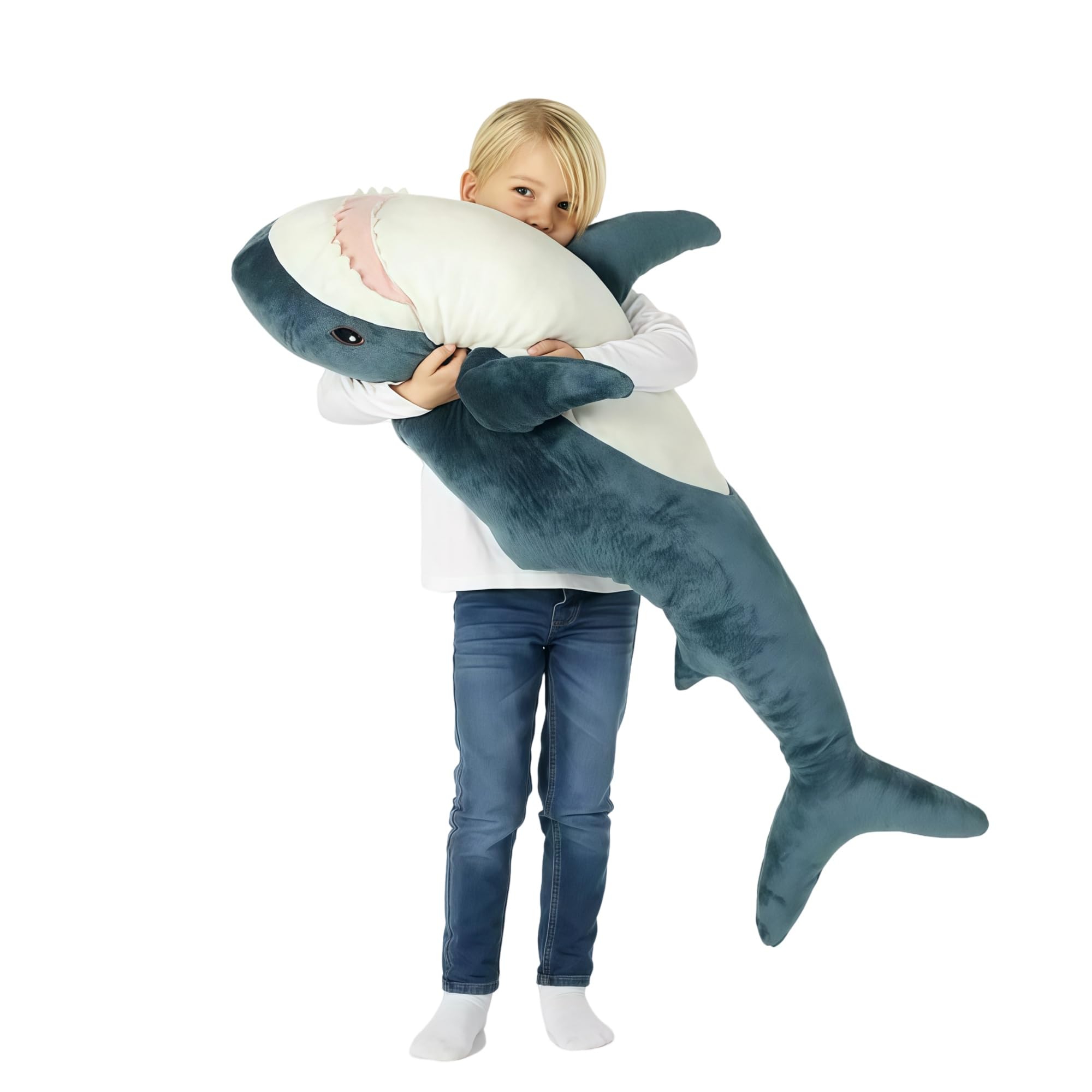 AURWEL XXL Hai Kuscheltier 100cm, Weiches Hai Spielzeug & Plüschtier, Großes Stofftier für Kinderzimmer-Deko, Einfach zu Reinigen Familie, Freunde und Tierliebhaber