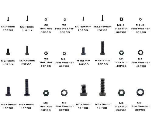 Vista 47 de Metric M4 - Kit surtido de tornillos de cabeza plana Phillips de nailon Phillips (Negro-M4)