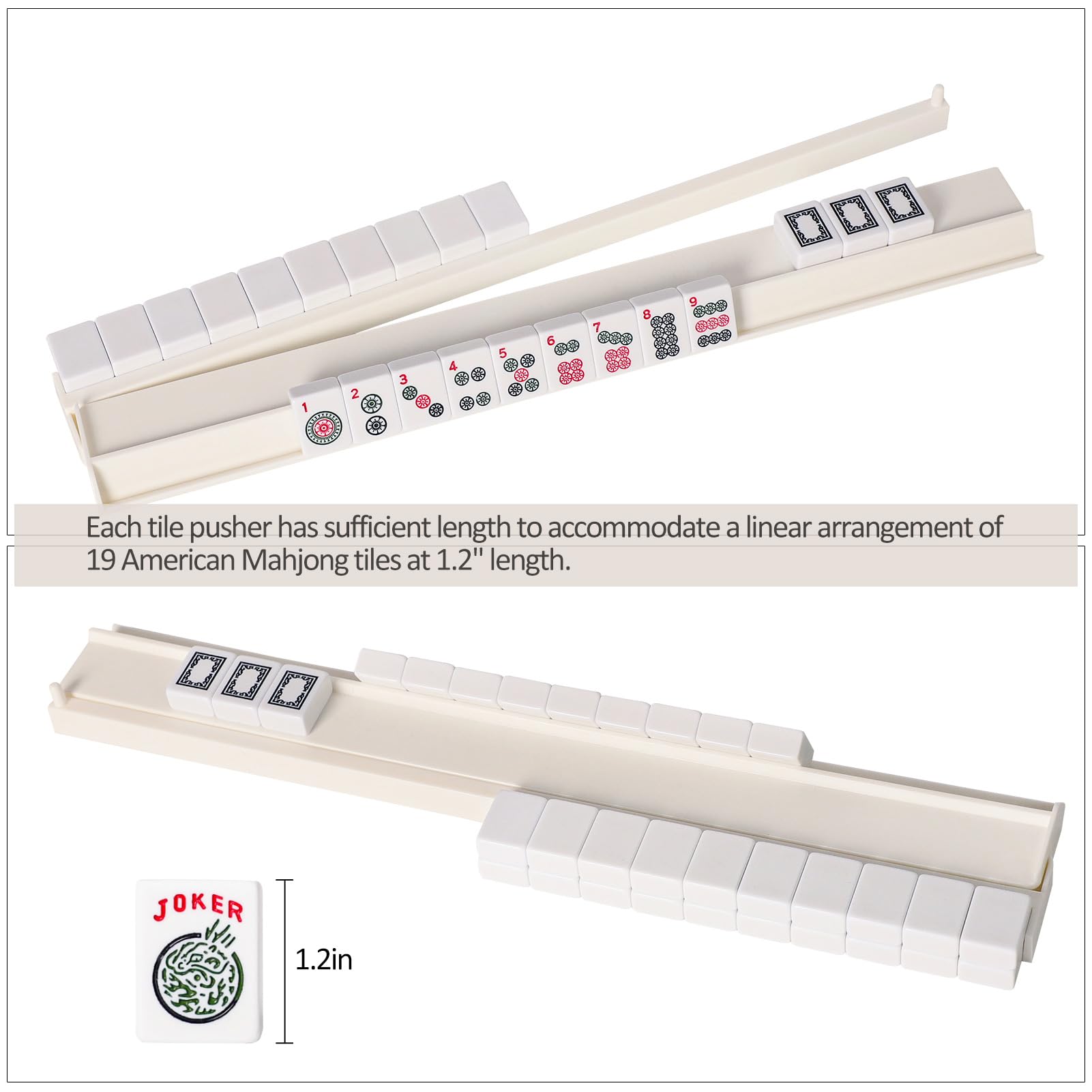 TIASUSAN Mahjong All-in-One Tile Rack & Pusher, Bianco