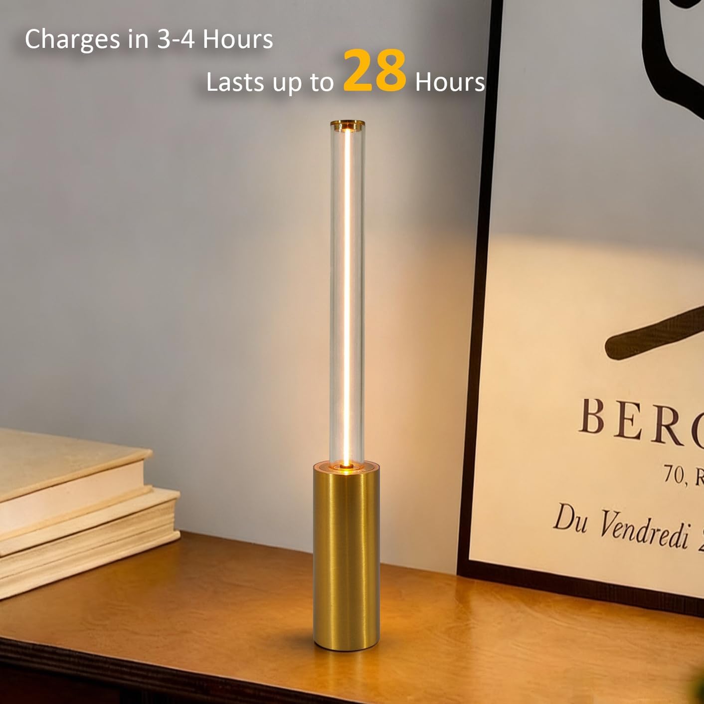 Small Portable Touch Lamp - USB Rechargeable with 28H Weekend-Long Battery for Camping, 3-Level Dimming & Breathing Mode, 2600mAh Cordless Night Light for Bedroom Nightstand,Hiking, Emergency