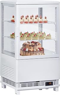 2.1 Cu.Ft. Commercial Bakery Display Refrigerator, Countertop Refrigerated Case, Display Fridge, Single Door, Merchandiser Beverage Cooler, 3 Layers, LED, Adjustable Shelves, Restaurants, Bars, Shops