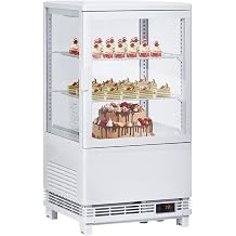 2.1 Cu.Ft. Commercial Bakery Display Refrigerator, Countertop Refrigerated Case, Display Fridge, Single Door, Merchandiser Beverage Cooler, 3 Layers, LED, Adjustable Shelves, Restaurants, Bars, Shops