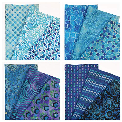 Chuanshui 12 Pcs 11.4 X 11.4 Inches (29 X 29 Cm) 100% Cotton Craft Fabric Bundle For Patchwork 12 Different Pattern Pre-Cut Quilting Fabric Square For Diy Craft Sewing (Blue Pattern) #TOP4