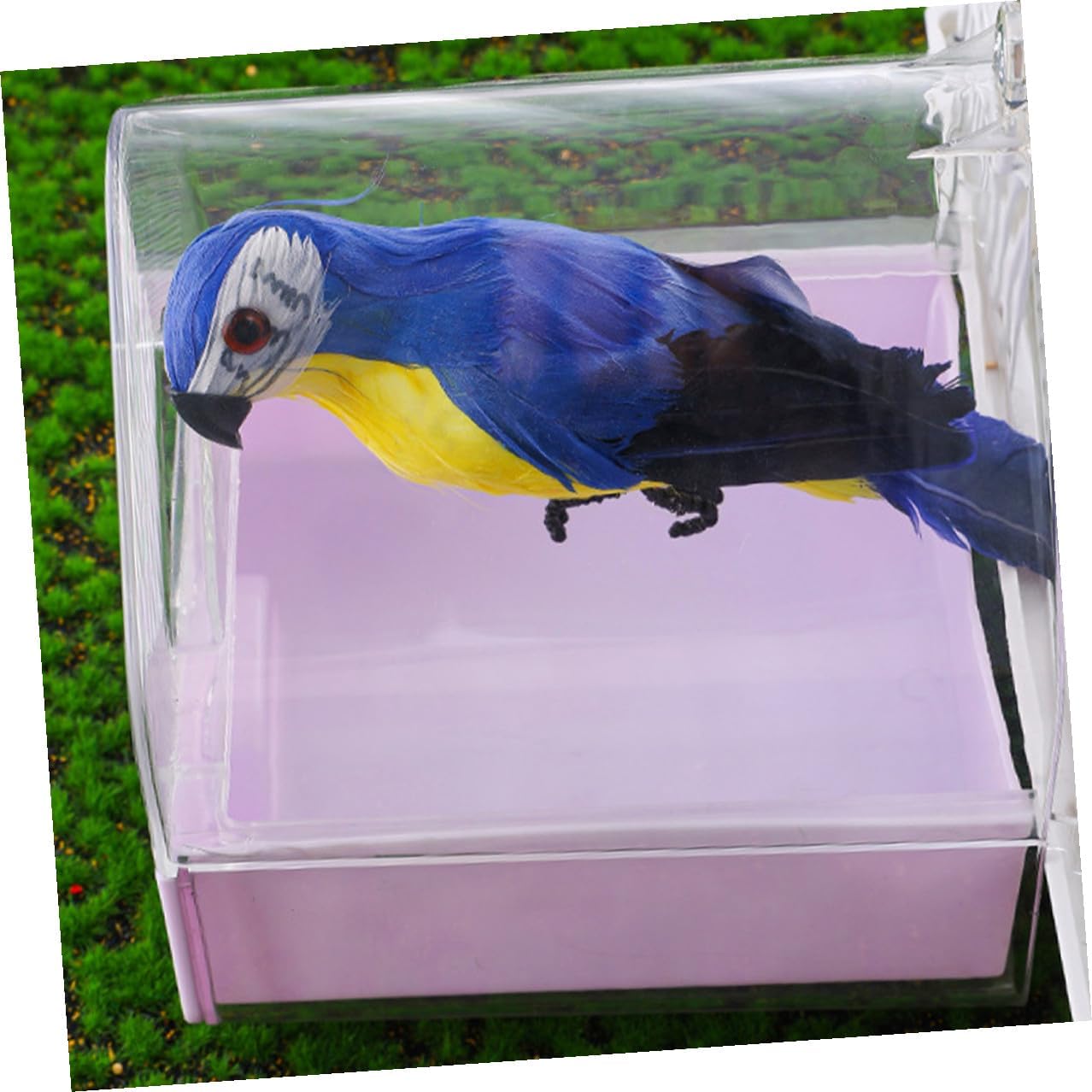 2pcs Hanging Bird Bath Tub for Parakeets and Parrots with Drawer Cage-Mounted Shower Box for Small Birds Pink and Light Purple