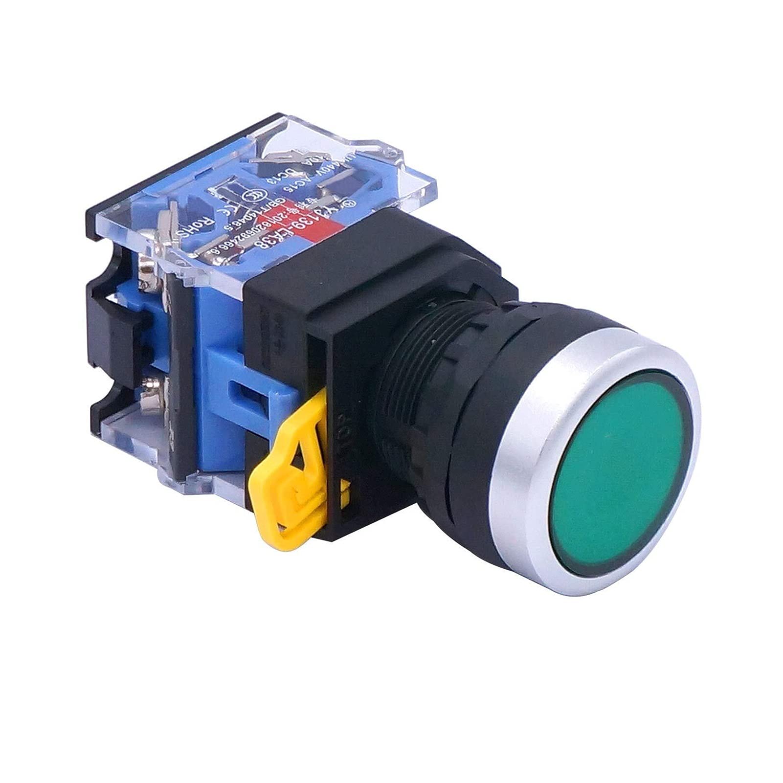 Interruptor momentáneo de botón pulsador de 22 mm, 10 A, 440 V, 1NO 1NC, señal roja y verde