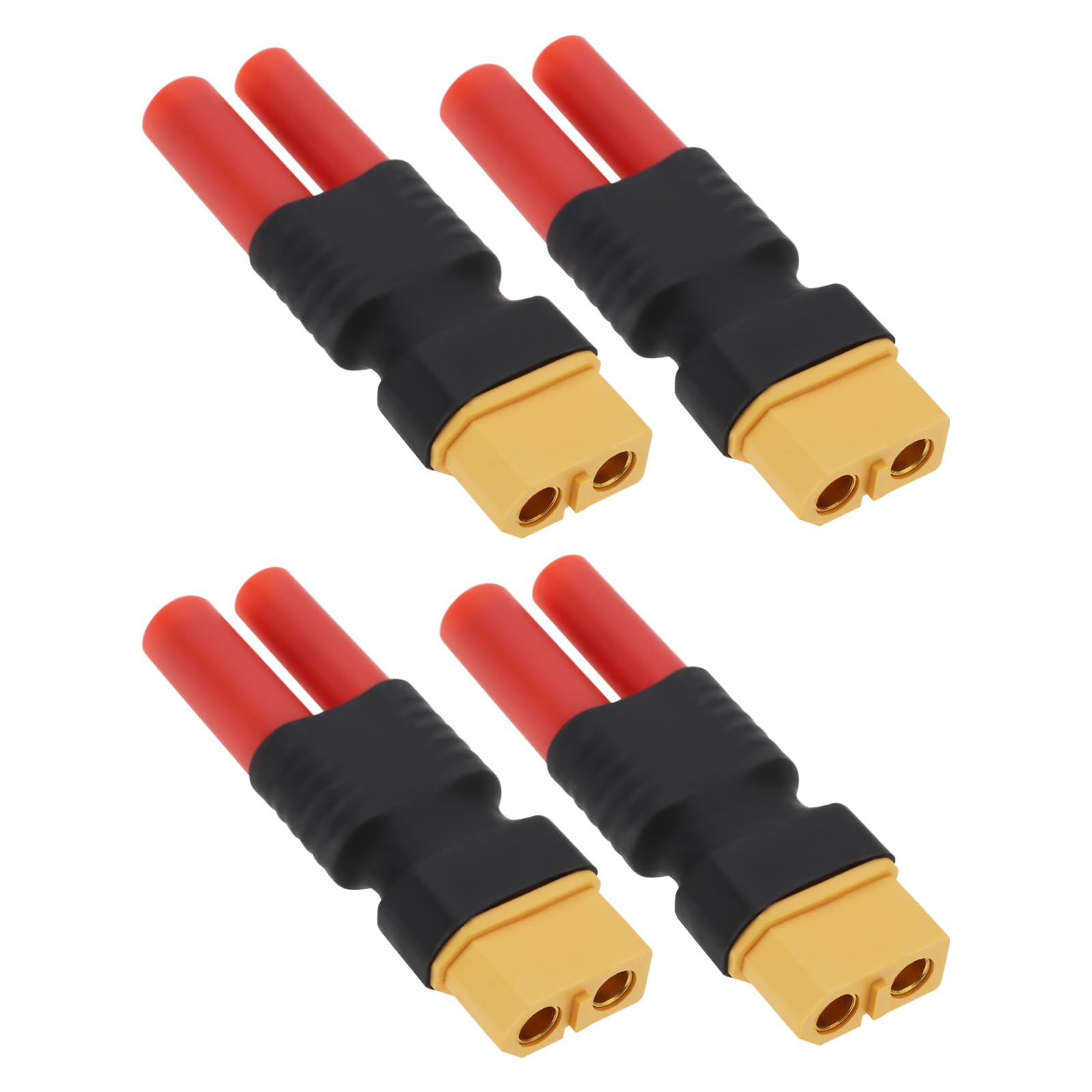EMSea 4pcs XT60 Male Head to HXT4 4mm Banana Plug HXT4 Banana Bullet Connector Adapter 55mm RC Cars Battery Adapter Converter for Drones Batteries
