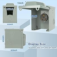 Vista 5 de Caja de toma de corriente de 30 amperios para RV, receptáculo NEMA TT-30R de 125 voltios, enchufe exterior cerrado y con cerradura, panel