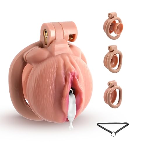 Inverted Chastity cage - Resin Chastity Devices with Negative Bondage Gear and Chastity Belt, Lightweight Cock Cage with 4 Sizes Rings and Invisible Lock, Adult Sex Toys for Man Penis Exercise(Skin) - Skin