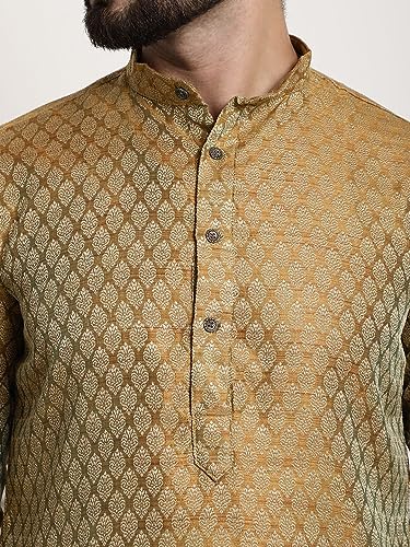 Image of SOJANYA (Since 1958 Men's Jacquard Silk Kurta and Pyjama with Nehru Jacket