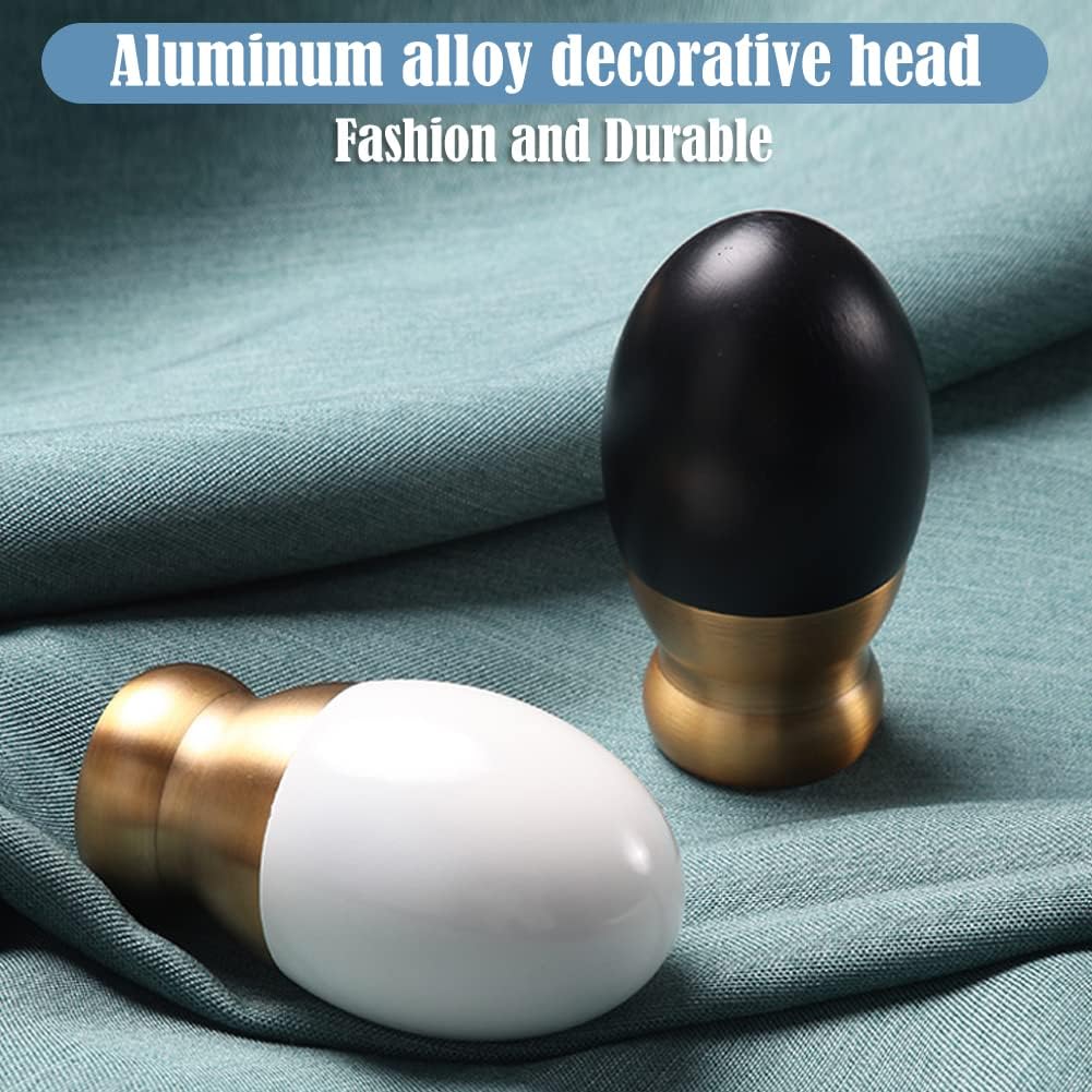 TIPIACE Heavy-Duty Double Curtain Rails Extra-Thick Aluminum Alloy Slide Downward Curtain Poles for Office and Living Room,Ceiling or Wall Mount (Curtain Poles-Elliptical head-Black)