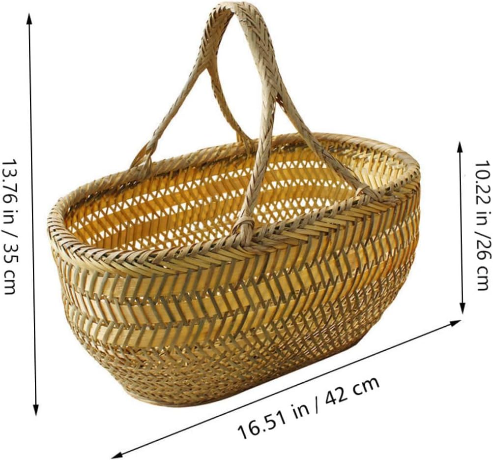 Zerodeko Portable Small Handwoven Basket with Handle for Vegetables and Fruits Storage Picnic Food Holder for Kitchen Garden and Home Use Random Color Random Color