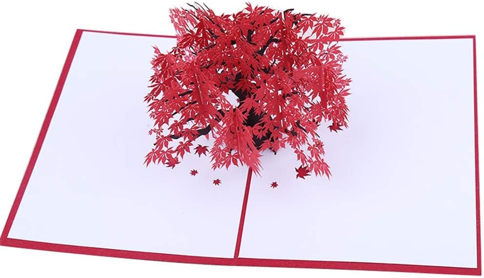 3D Christmas Cards Pop Up Greeting Holiday Cards Gifts for Xmas/New Year/Birthday Card, Tree Card, Nature Card (Red maple leaf) - Image 5
