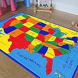 Kids/Classroom/Daycare/Playroom Area Rug. Educational. Fun. USA Map. Fifty States. Oceans. North Ame