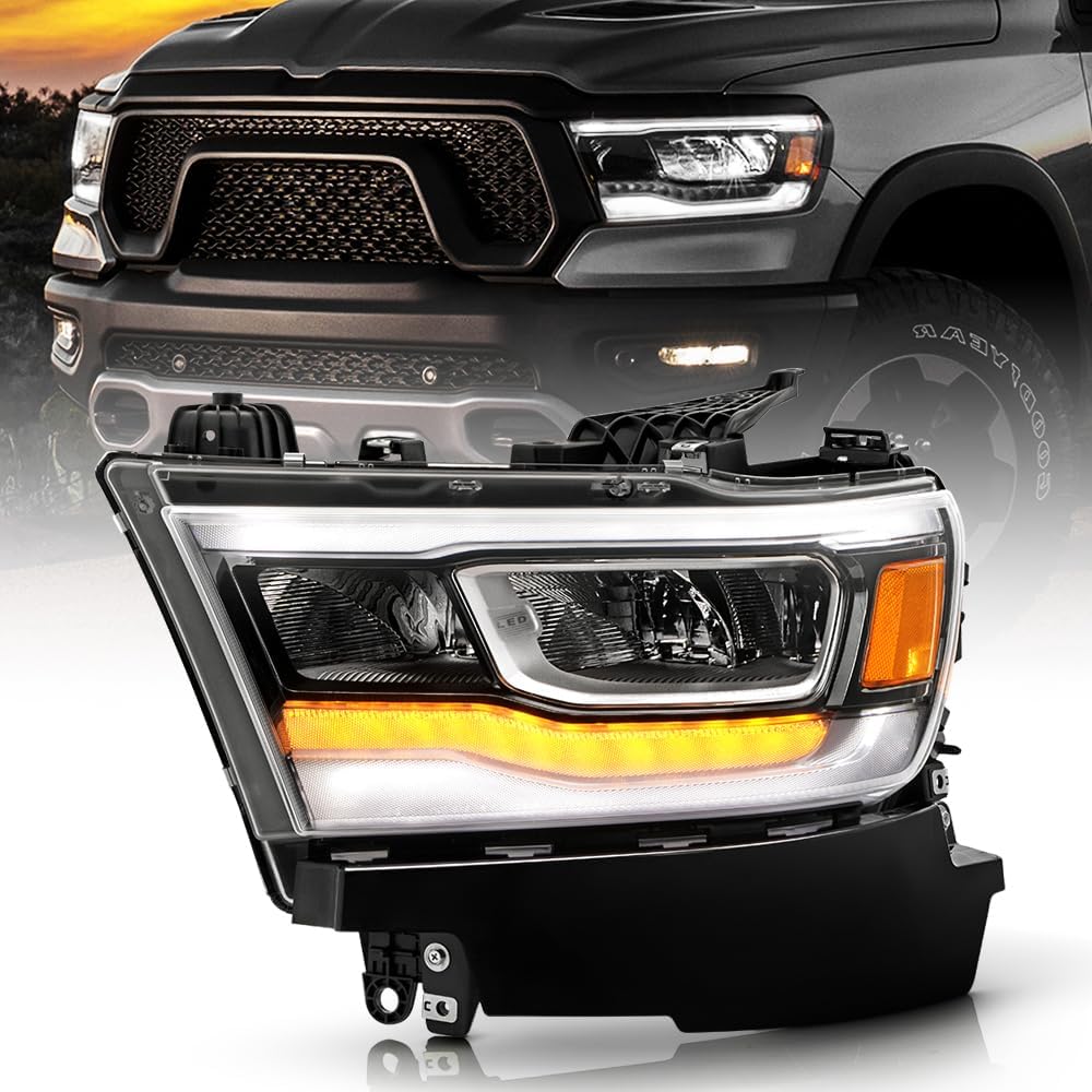 KEEKPO - For 2019 2020 2021 2022 2023 2024 RAM 1500 Chrome Interior LED Reflector w/DRL Headlight Headlamp - Driver