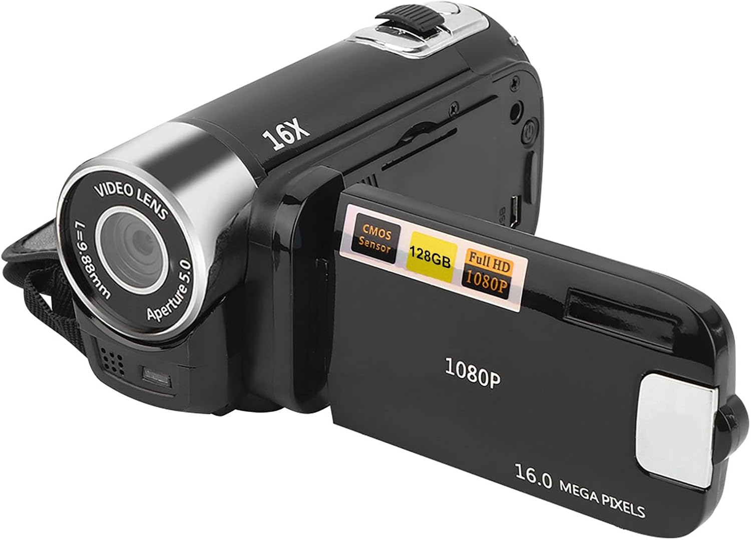 Video Camera, Digital Camera, 1080P 16X Digital Zoom Cam Corder, Anti Shake 16MP Vlogging Camera, 2.7" 270° Rotatable Screen HD Camcorder