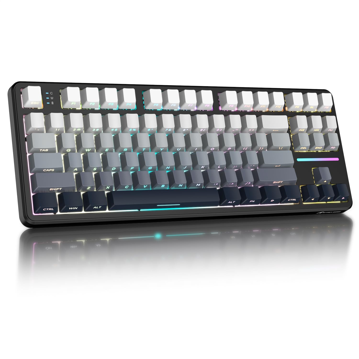 ATTACK SHARK X87 Lateral Grabado RGB Inalámbrico Teclado Mecánico Gaming | BT5.0/2.4G/USB-C,Hot-Swap, Gasket Diseño 80% y Teclas PBT,4000mAh, Interruptor Lineal Pre-lubricado, para PC/MAC-Negro Blanco