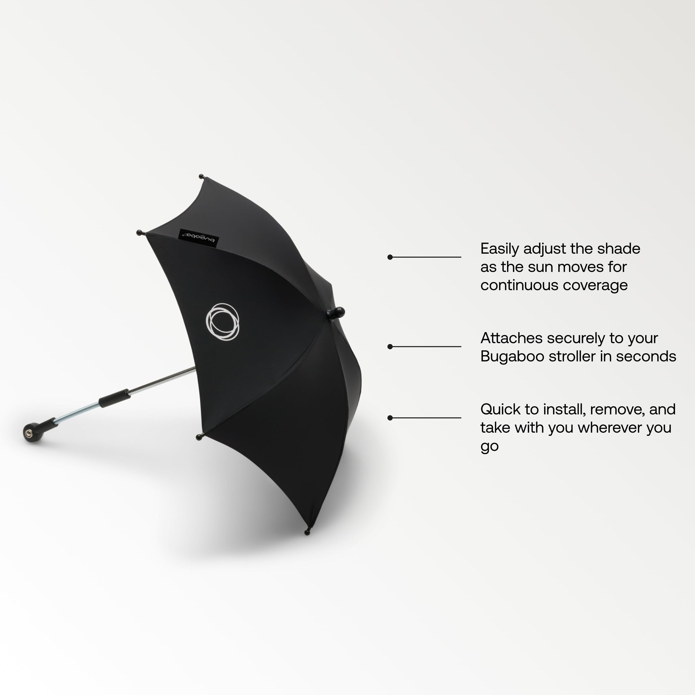 Bugaboo Parasol UPF 50+ Adjustable Sun Shade for Bugaboo Strollers - Black