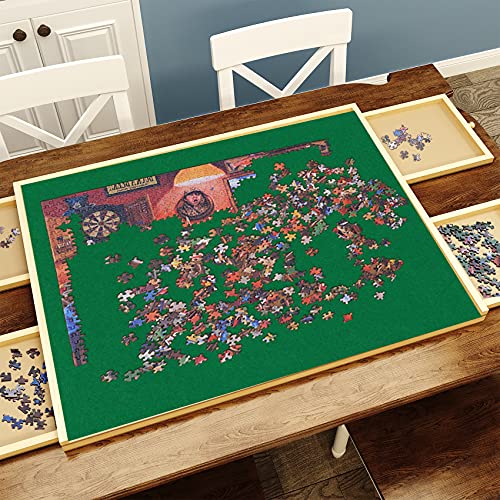 Lovinouse Premium 1500 Piece Puzzle Board with Non-Slip Felt, Wooden Puzzles Table with 4 Sliding Drawers, Puzzle Storage Organizer Gift for Puzzle Lovers - Thumbnail 5
