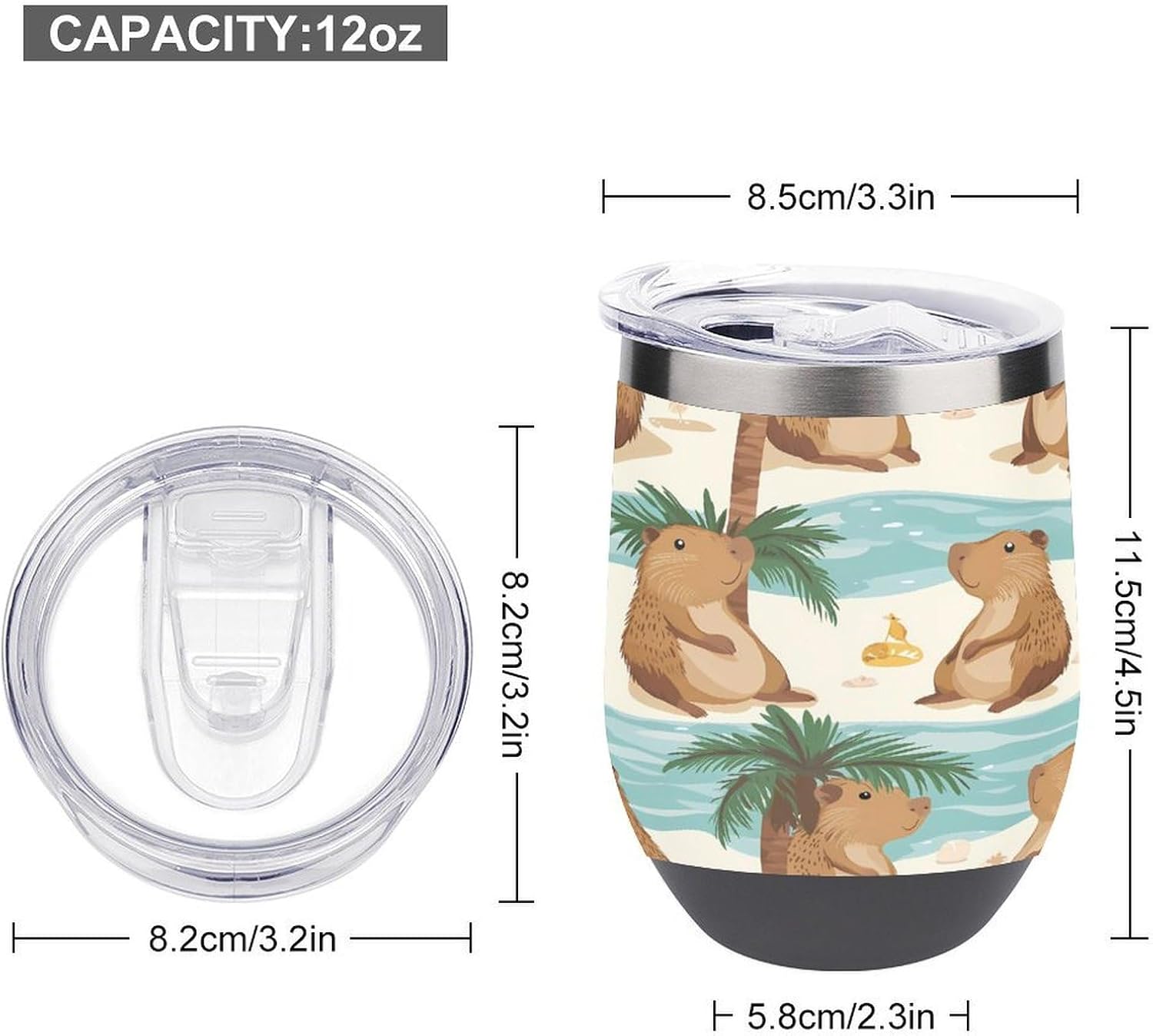 Capybaras Animal Coffee Travel Mug Cup Insulated Tumbler Stainless Steel with Flip Lid One Size