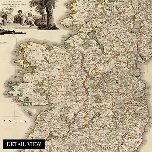 Historix Vintage 1797 Ireland Map Poster - 18X24 Inch Vintage Map Of Ireland Wall Art - History Map Of Dublin Ireland - Old Republic Of Ireland Map Print - A New Map Of Ireland Wall Art #TOP1