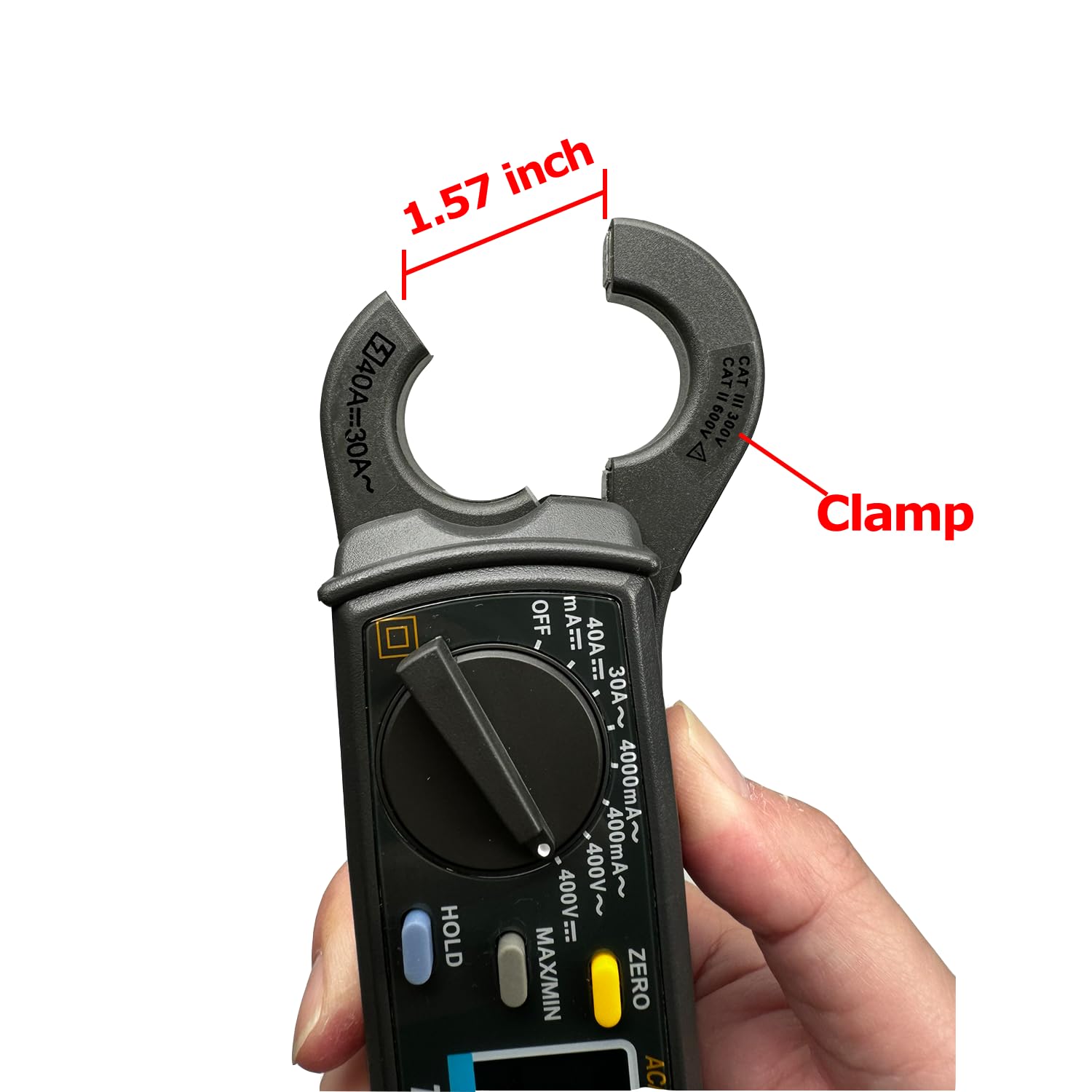 TECPEL DCM-011 Mini Clamp Meter AC/DC Amp Meter Clamp Multimeter, True RMS 3999 Counts Voltmeter Continuity Tester, HVAC Tool Alligator Electric Clips, DC 1mA, AC 0.1mA