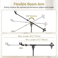 Vista 8 de TONOR Microphone Stand with Tablet Holder, Tripod Boom Arm for Floor, Adjustable Height and Angle, Heavy Duty Stand with Carrying Bag, Smartphone